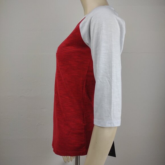 NWT Nike OSU Ohio State Buckeyes red white Raglan Sleeve t-shirt ladies XS - Picture 6 of 8